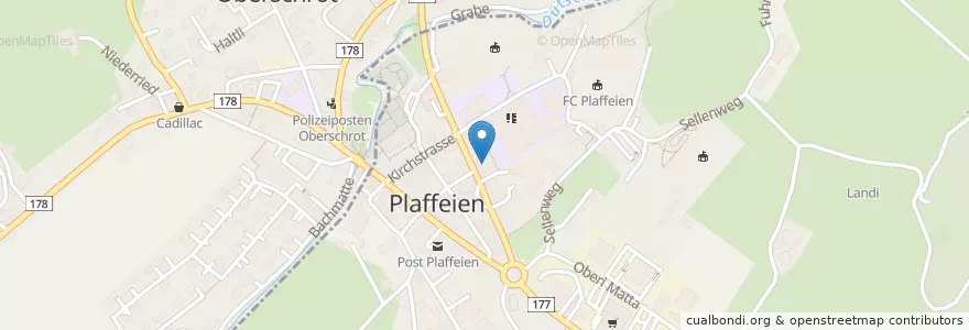 Mapa de ubicacion de Raiffeisen en 瑞士, Fribourg/Freiburg, Sensebezirk, Plaffeien.