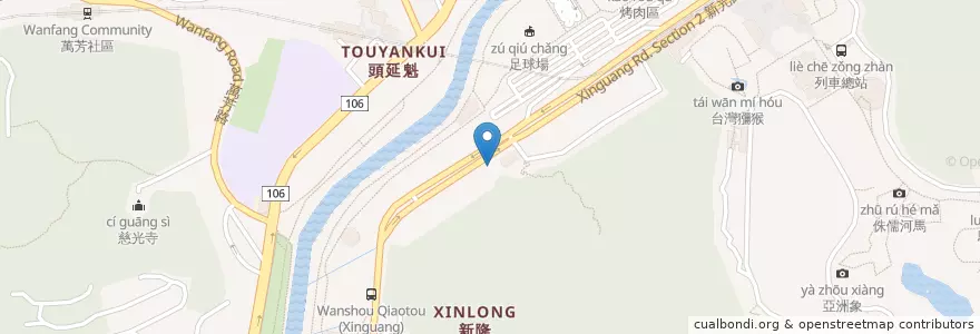 Mapa de ubicacion de 승합 택시 타는곳 (마오콩역) en 타이완, 신베이 시, 타이베이시, 원산 구.