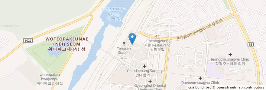 Mapa de ubicacion de NH 농협은행 양산역 지점 en Korea Selatan, Gyeongsang Selatan, 양산시.