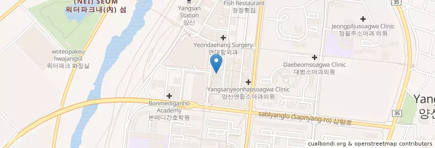 Mapa de ubicacion de 바룸치과의원 en 대한민국, 경상남도, 양산시.