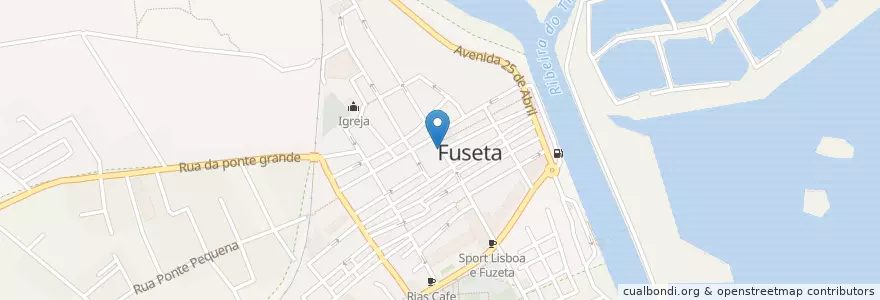 Mapa de ubicacion de Snack Bar Gabriela en البرتغال, الغرب, الغرب, فارو, أولاو, Moncarapacho E Fuseta.