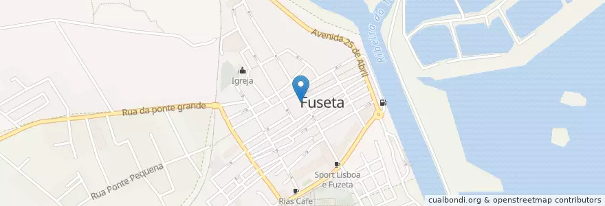 Mapa de ubicacion de Gabriela en پرتغال, Algarve, Algarve, فارو, اولاو, Moncarapacho E Fuseta.