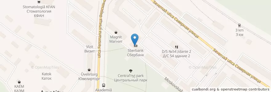 Mapa de ubicacion de Sberbank en Russia, Northwestern Federal District, Murmansk Oblast, Городской Округ Апатиты.