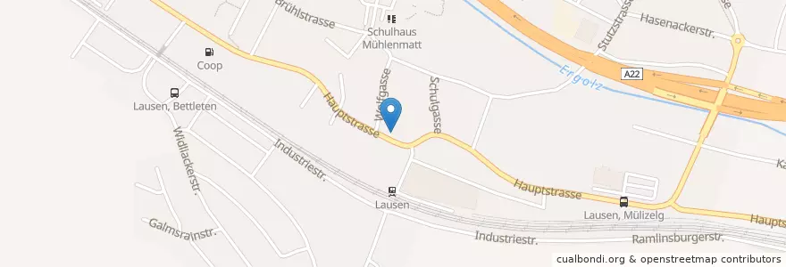 Mapa de ubicacion de Restaurant Bernerhof en Switzerland, Basel-Landschaft, Bezirk Liestal, Lausen.