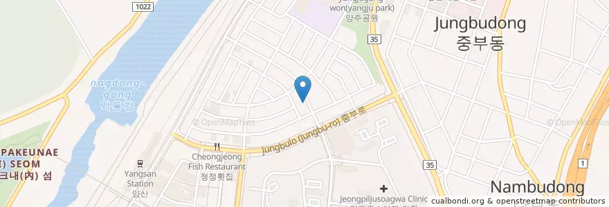 Mapa de ubicacion de 소소한 en 대한민국, 경상남도, 양산시.