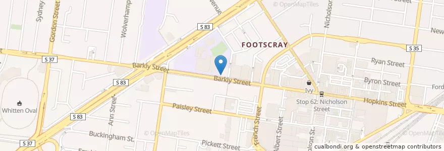 Mapa de ubicacion de Footscray Shisha en أستراليا, ولاية فيكتوريا, City Of Maribyrnong.