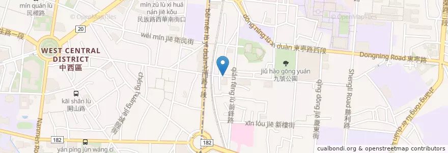 Mapa de ubicacion de 701, Taiwan, Tainan City, East District, Qingnian Road, 256號雞來了去骨鹽水雞。煙燻雞 en Taiwan, Tainan.