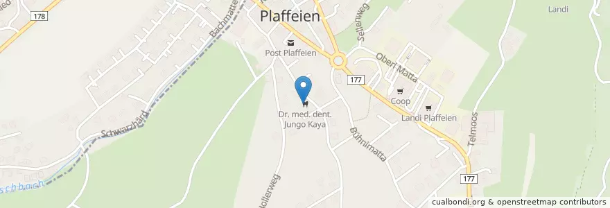 Mapa de ubicacion de Dr. med. dent. Jungo Kaya en Svizzera, Friburgo, Sensebezirk, Plaffeien.