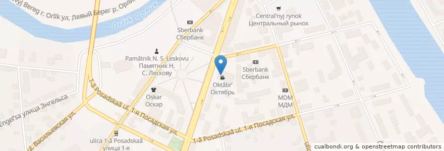 Mapa de ubicacion de Октябрь en Rusia, Distrito Federal Central, Óblast De Oriol, Орловский Район, Городской Округ Орёл.