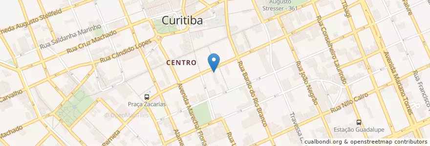 Mapa de ubicacion de Banco do Brasil en 브라질, 남부지방, 파라나, Região Geográfica Intermediária De Curitiba, Região Metropolitana De Curitiba, Microrregião De Curitiba, 쿠리치바.