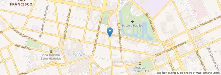 Mapa de ubicacion de Cine Passeio en ブラジル, 南部地域, パラナ, Região Geográfica Intermediária De Curitiba, Região Metropolitana De Curitiba, Microrregião De Curitiba, クリチバ.