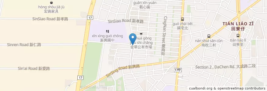 Mapa de ubicacion de 孫家牛肉麵館 en 臺灣, 臺南市, 南區.