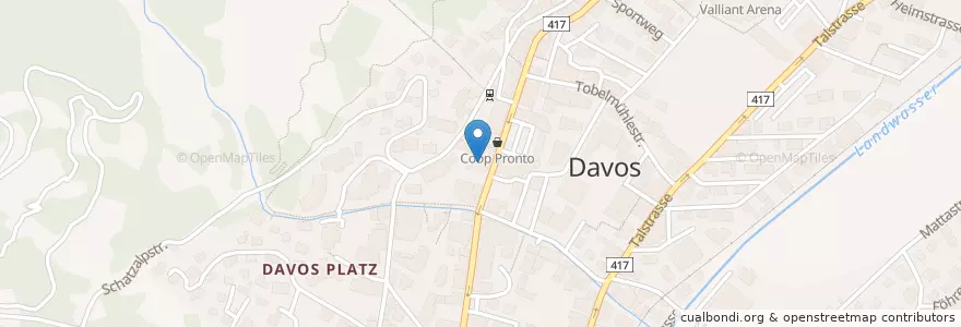 Mapa de ubicacion de Casino Davos en Suiza, Grisones, Prättigau/Davos, Davos.