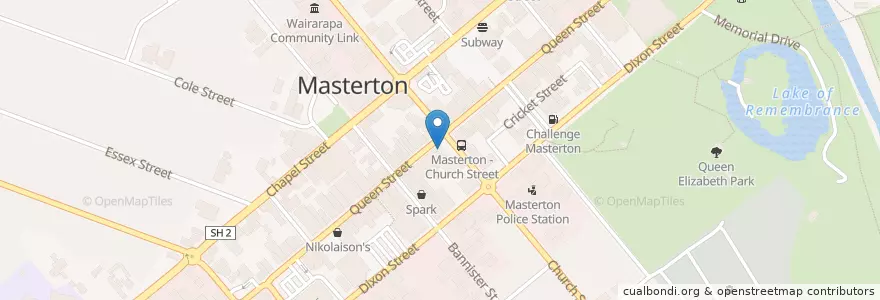 Mapa de ubicacion de Food for Thought en ニュージーランド, ウェリントン, Masterton District.