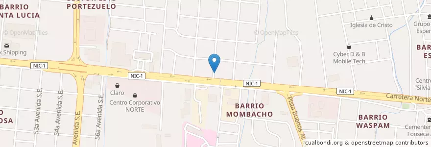 Mapa de ubicacion de Bar 7-24 en ニカラグア, マナグア県, Managua (Municipio).