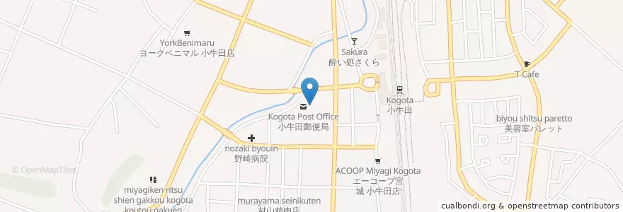 Mapa de ubicacion de 小牛田郵便局 en Giappone, 宮城県, 遠田郡, 美里町.