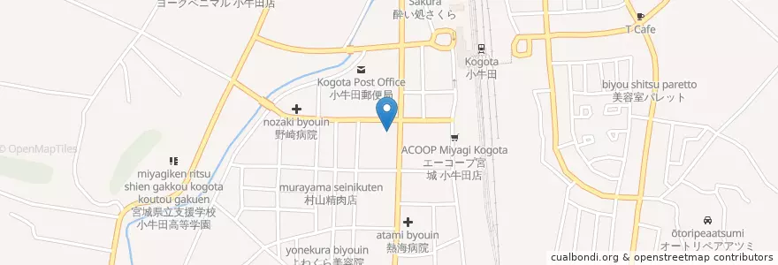 Mapa de ubicacion de 七十七銀行 小牛田支店 en ژاپن, 宮城県, 遠田郡, 美里町.
