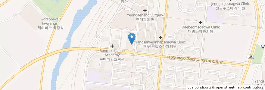 Mapa de ubicacion de 스시야마 en Südkorea, Gyeongsangnam-Do, 양산시.