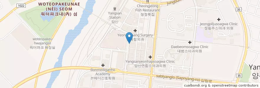 Mapa de ubicacion de 죽 이야기 en کره جنوبی, جئونسانگنام-دو, 양산시.