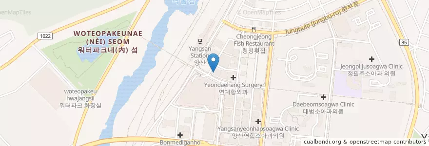 Mapa de ubicacion de 홍내과의원 en Corea Del Sur, Gyeongsang Del Sur, 양산시.