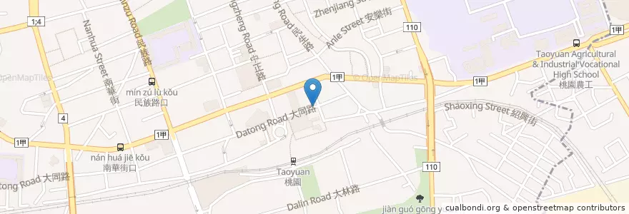Mapa de ubicacion de 姜家潤餅 en Taiwan, 桃園市, 桃園區.