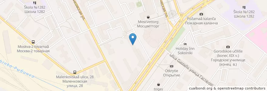 Mapa de ubicacion de Крепери де Пари en روسيا, Центральный Федеральный Округ, Москва, Восточный Административный Округ, Район Сокольники.