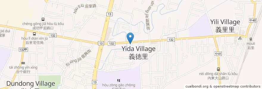 Mapa de ubicacion de 班尼餐廳 en 臺灣, 臺中市, 后里區.
