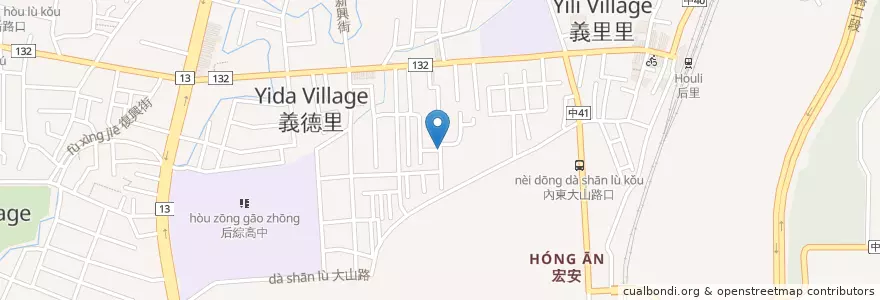 Mapa de ubicacion de 鹿行草地冰店 en Тайвань, Тайчжун, 后里區.