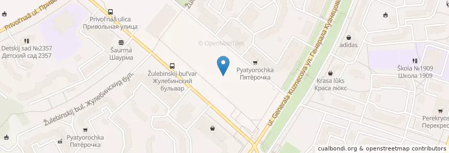Mapa de ubicacion de Крошка-Картошка en Rusia, Distrito Federal Central, Москва, Юго-Восточный Административный Округ, Район Выхино-Жулебино.