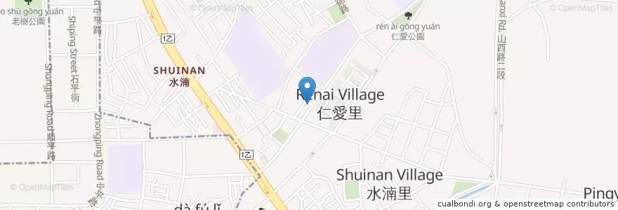 Mapa de ubicacion de 行家美食店 en 台湾, 台中市, 北屯区.