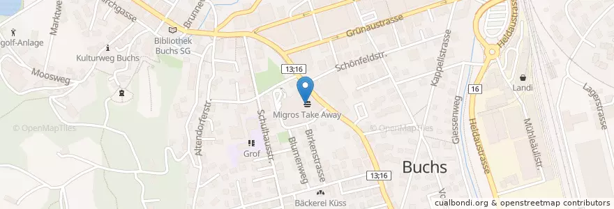 Mapa de ubicacion de Migros Take Away en Switzerland, Sankt Gallen, Wahlkreis Werdenberg, Buchs (Sg).