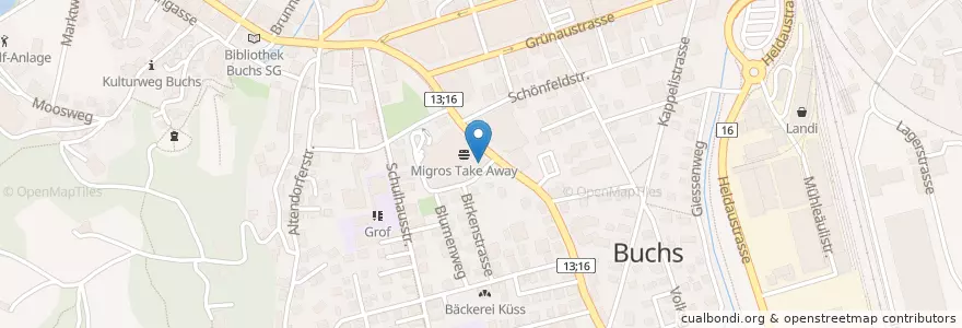 Mapa de ubicacion de Migros Restaurant en İsviçre, Sankt Gallen, Wahlkreis Werdenberg, Buchs (Sg).