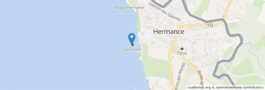 Mapa de ubicacion de Hermance (lac) en Svizzera, Ginevra, Hermance, Ginevra, Hermance.