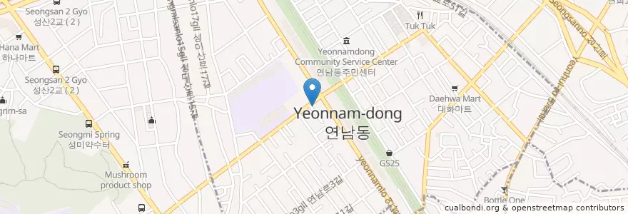 Mapa de ubicacion de 별빛카페달빛차 en Zuid-Korea, Seoel, 마포구, 연남동.