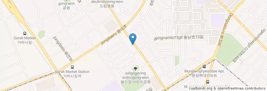 Mapa de ubicacion de 서울 석병원 en Güney Kore, Seul, 송파구, 가락본동.