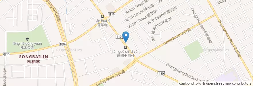Mapa de ubicacion de 山海珍炒飯炒麵 en Taiwan, 桃園市, 桃園區.