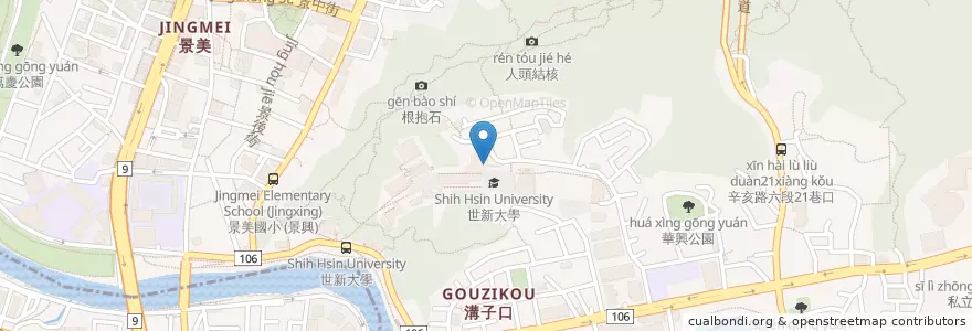 Mapa de ubicacion de 學生餐廳 en تايوان, تايبيه الجديدة, تايبيه, 文山區.
