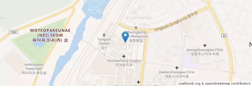 Mapa de ubicacion de 불로만숯불바베큐 en 대한민국, 경상남도, 양산시.