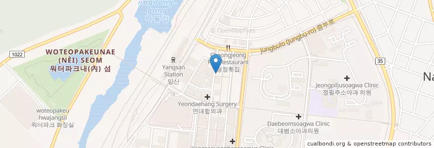Mapa de ubicacion de 고요남 en كوريا الجنوبية, 경상남도, 양산시.