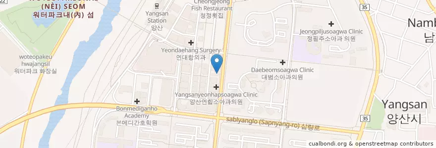Mapa de ubicacion de 종가대박집 en Corea Del Sur, Gyeongsang Del Sur, 양산시.