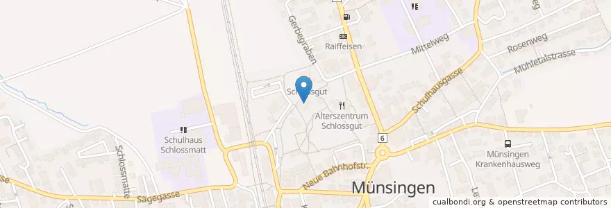 Mapa de ubicacion de Gemeindebibliothek Münsingen en スイス, ベルン, Verwaltungsregion Bern-Mittelland, Verwaltungskreis Bern-Mittelland, Münsingen.