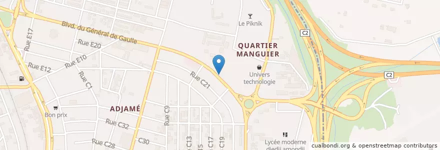 Mapa de ubicacion de Gare Direction Commune Yopougon en ساحل عاج, آبیجان, Adjamé.