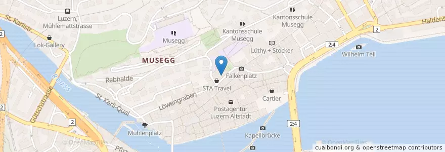 Mapa de ubicacion de Jazzkantine zum Graben en Switzerland, Luzern, Luzern.