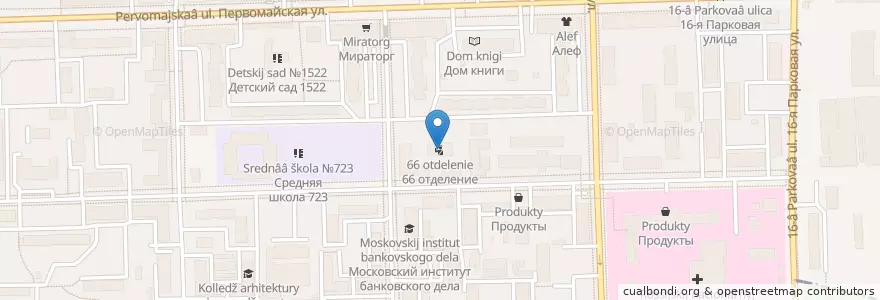 Mapa de ubicacion de 66 отделение en Russland, Föderationskreis Zentralrussland, Moskau, Östlicher Verwaltungsbezirk, Район Восточное Измайлово.