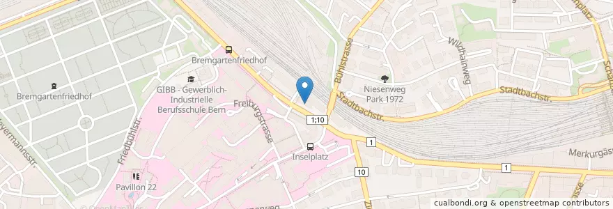 Mapa de ubicacion de Bibliothek Gesundheit en Switzerland, Bern, Verwaltungsregion Bern-Mittelland, Verwaltungskreis Bern-Mittelland, Bern.
