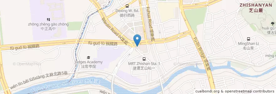 Mapa de ubicacion de 朝 大眾酒場 en 臺灣, 新北市, 臺北市, 士林區.
