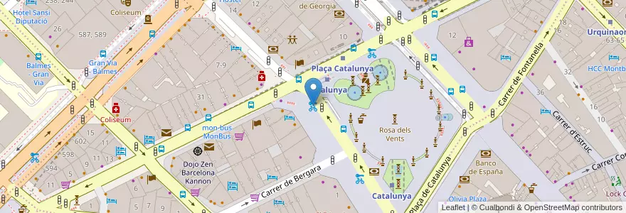 Mapa de ubicacion de 62 - Plaça Catalunya en اسپانیا, Catalunya, Barcelona, Barcelonès, Barcelona.