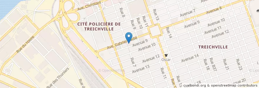 Mapa de ubicacion de Médiathèque en Costa De Marfil, Abiyán, Treichville.