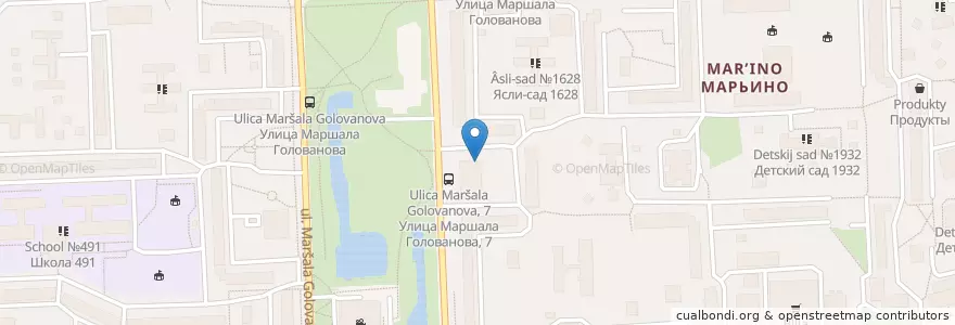 Mapa de ubicacion de Горздрав en Rusland, Centraal Federaal District, Moskou, Юго-Восточный Административный Округ, Район Марьино.