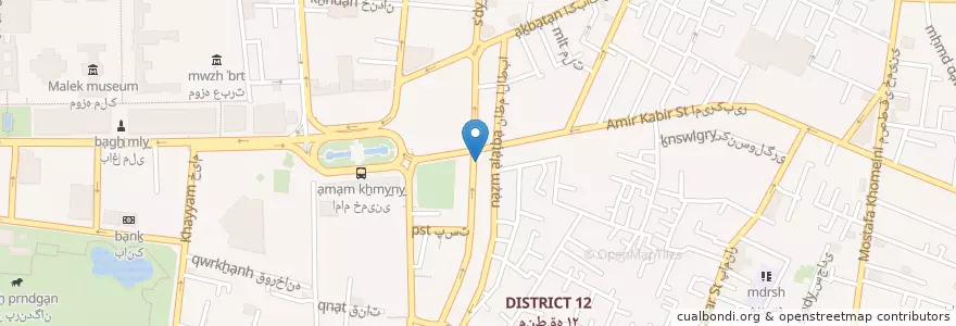 Mapa de ubicacion de ایستگاه پایانه)سعدی جنوبی به سمت ترمینال جنوب( en 伊朗, 德黑兰, شهرستان تهران, 德黑蘭, بخش مرکزی شهرستان تهران.